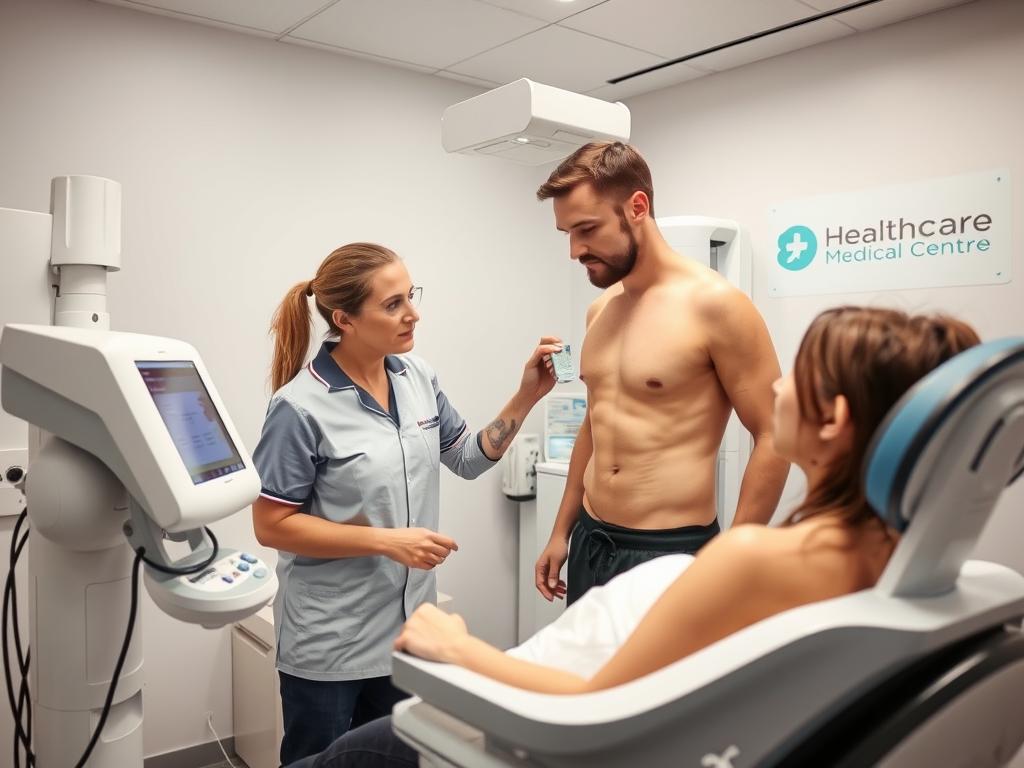 Body composition analysis being performed at Healthcare Medical Centre