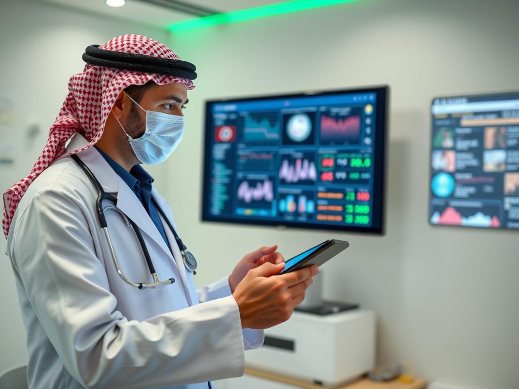 Healthcare professional reviewing patient health data on tablet