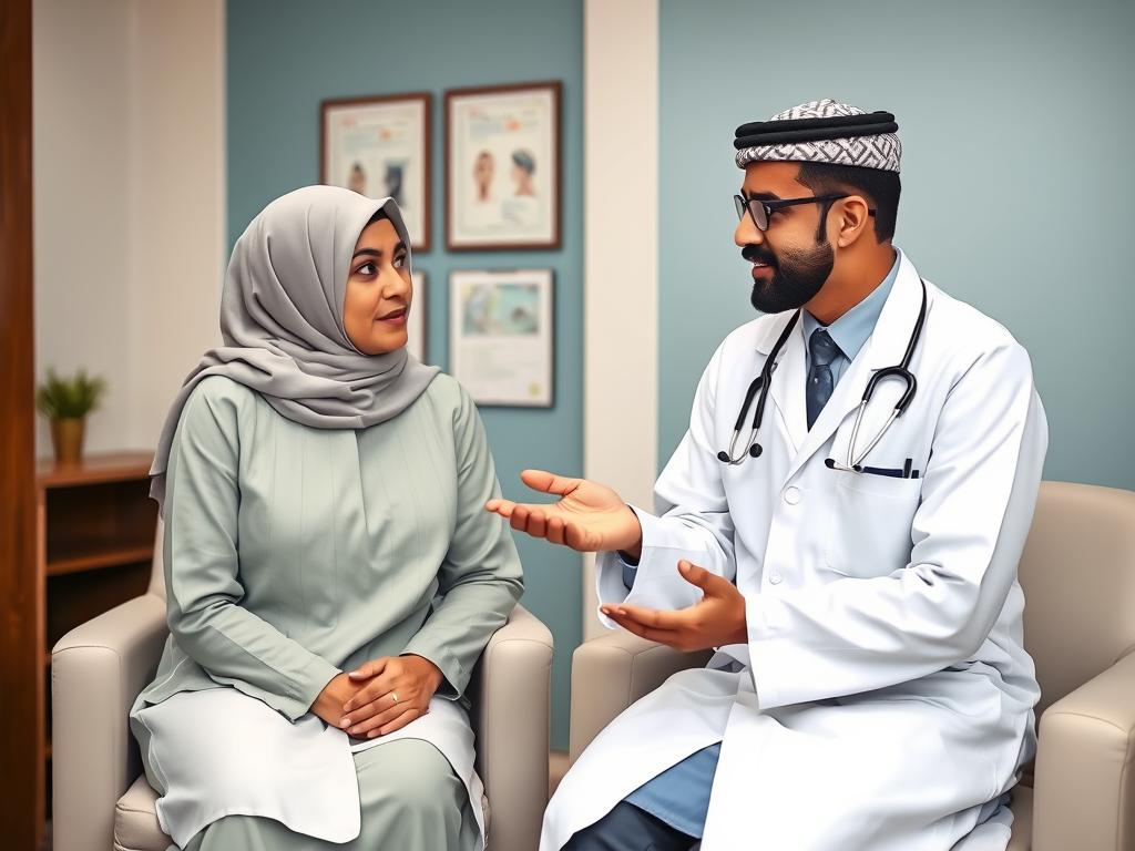 Doctor and patient having a discussion about treatment options