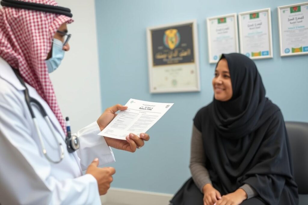 Doctor providing a referral to a patient