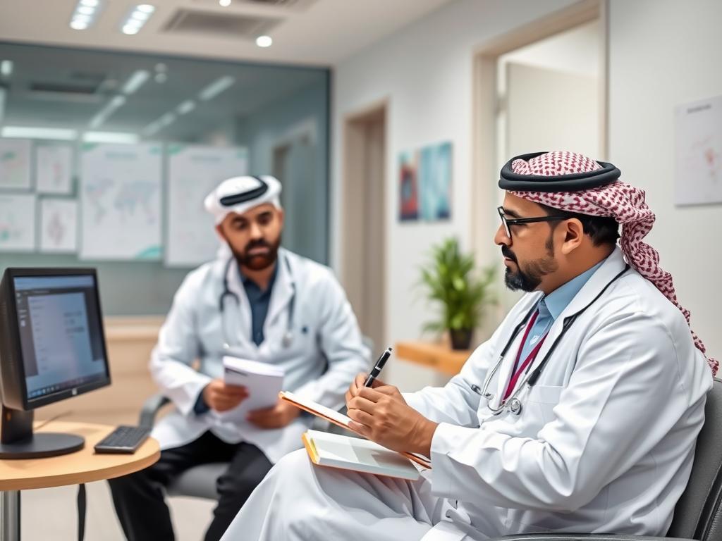 Patient taking notes during a consultation with a specialist