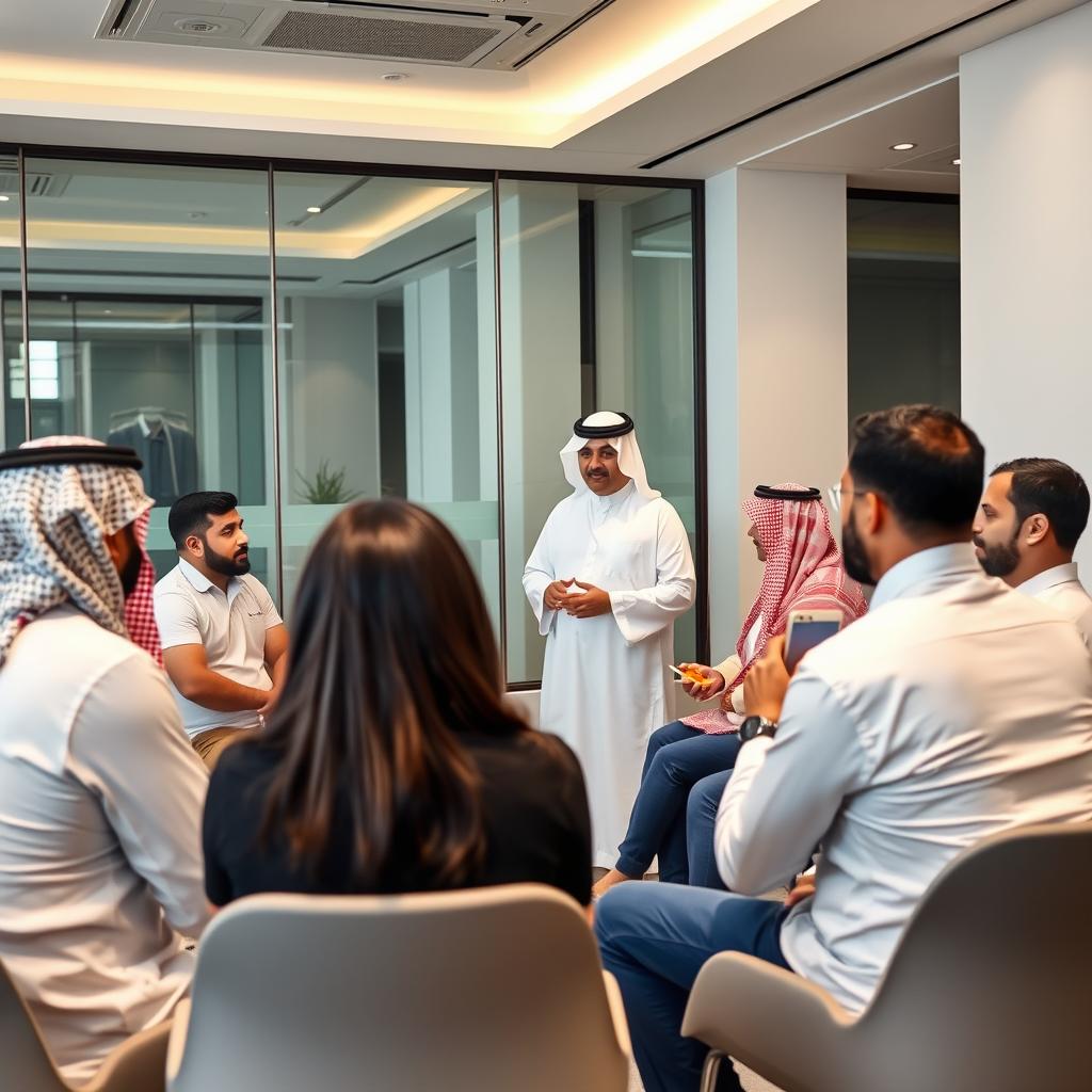 Corporate wellness program session in progress at a Saudi company