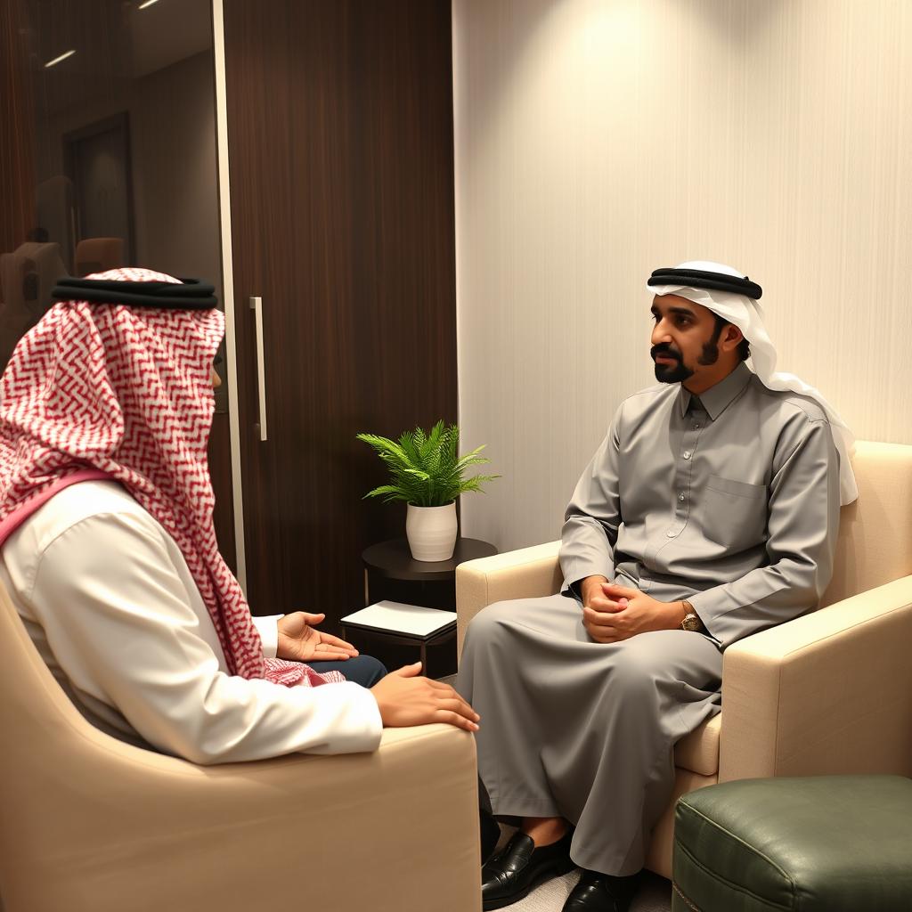 Mental health counseling session in a private corporate setting in Saudi Arabia