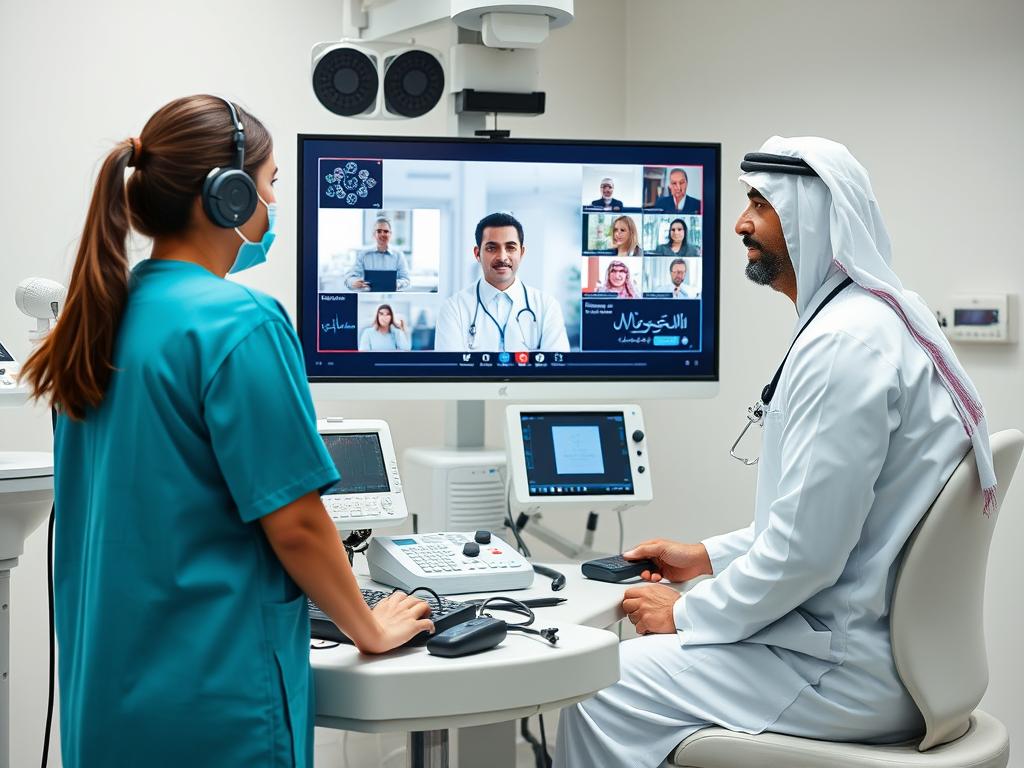 Telemedicine consultation between offshore medic and specialist in Saudi Arabia