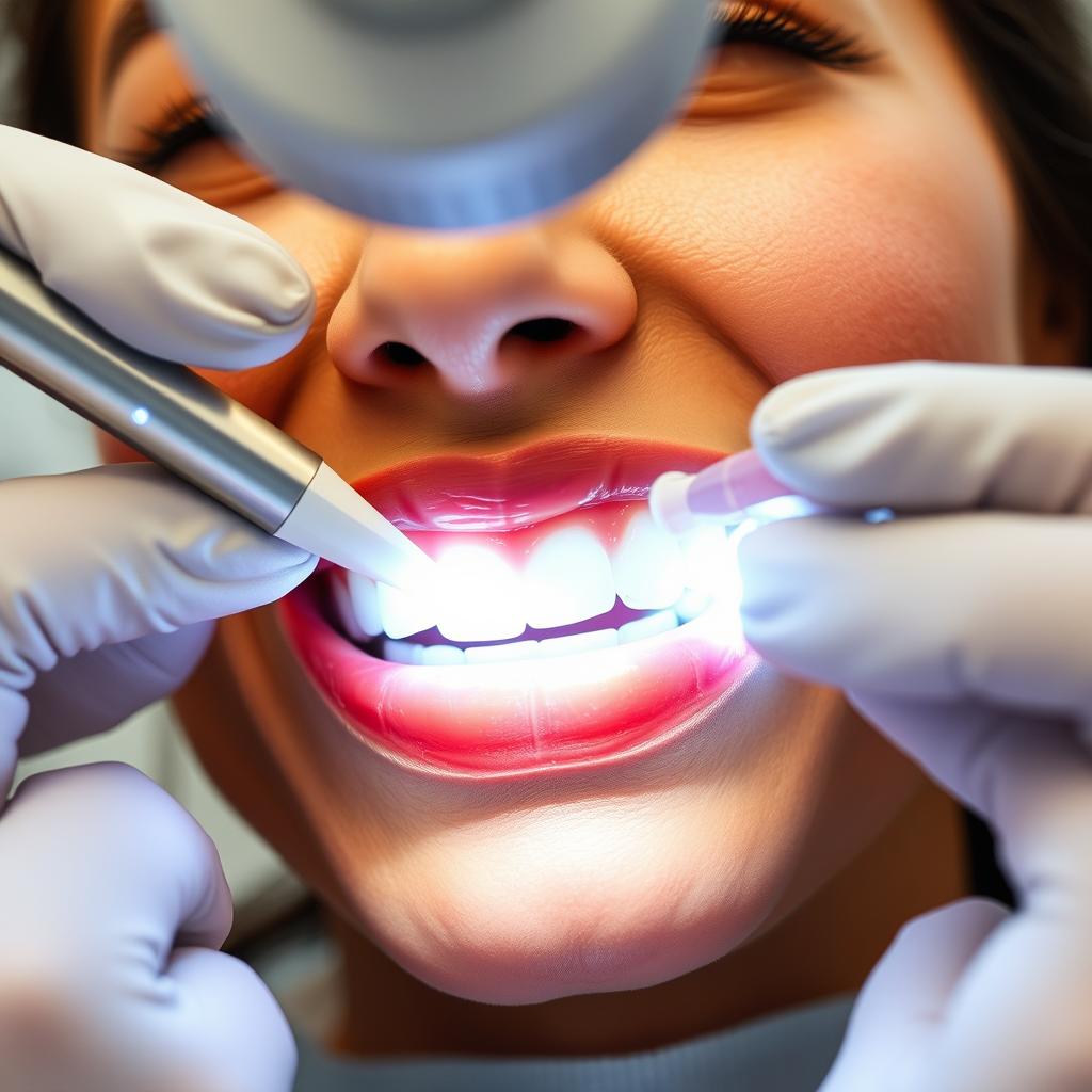 Professional teeth whitening procedure performed by a cosmetic dentist