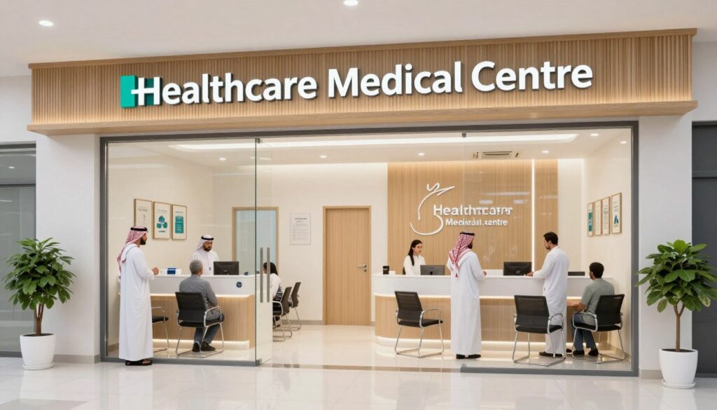 The modern facade of Healthcare Medical Centre in Dammam